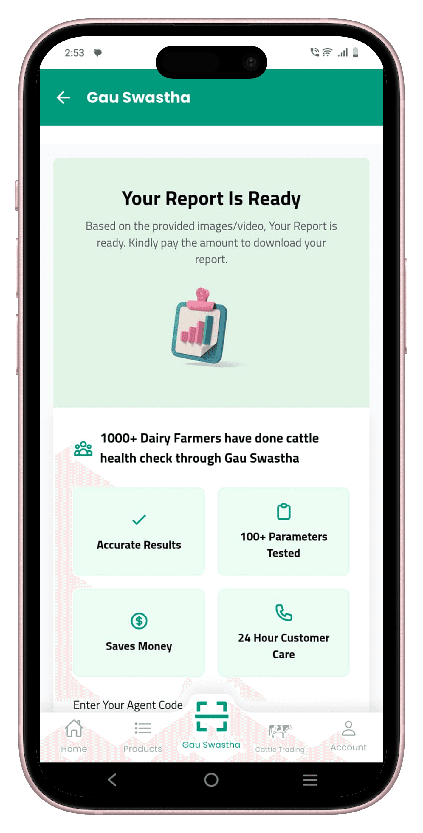 GauSwastha app report ready screen